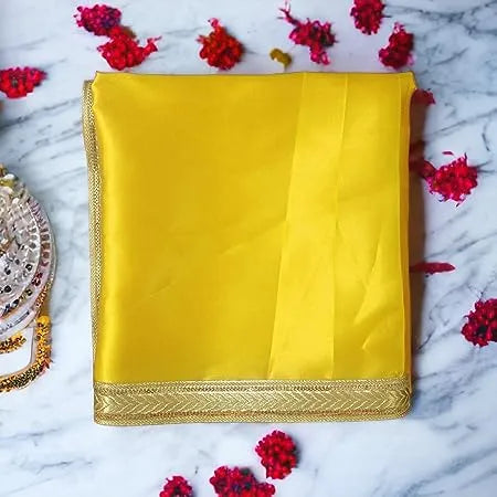 Pooja Altar Cloth for Mandir Decoration ( Yellow)