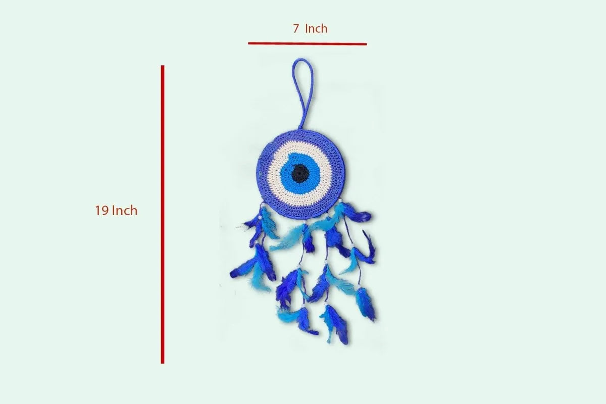 Decorative Evil Eye Dream Catcher || Dream Catcher Wall Hanging (Blue)
