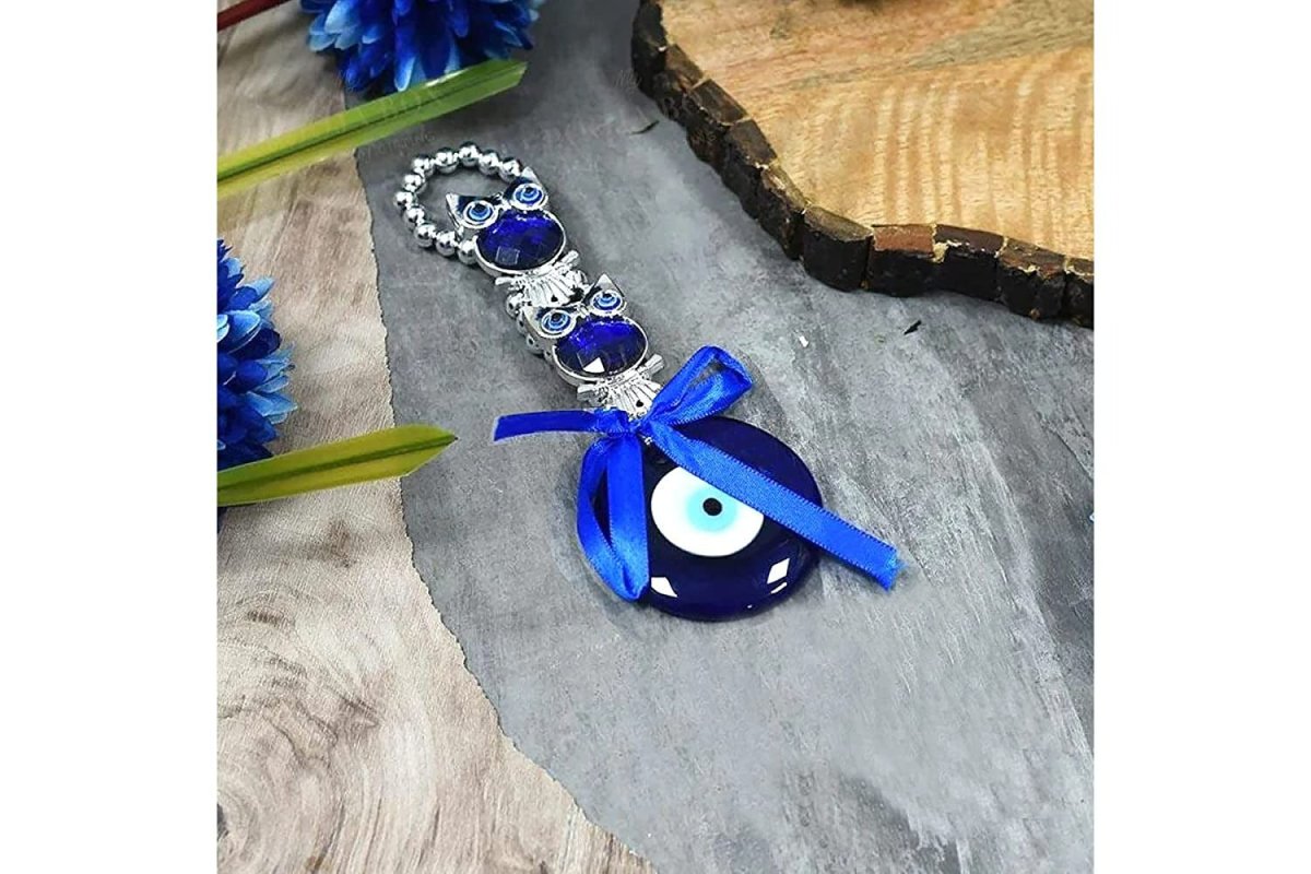Buy Blue Double Owl Evil Eyes Showpieces | Lucky Evil Eye Hanging for Home Entrance online